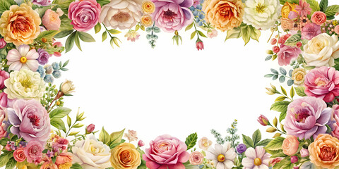 of a beautiful flower frame perfect for wedding invitations, cards, and posters , Flower, frame,floral, wreath, background