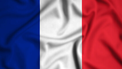 Obraz premium France flag waving in the wind background illustration, silk