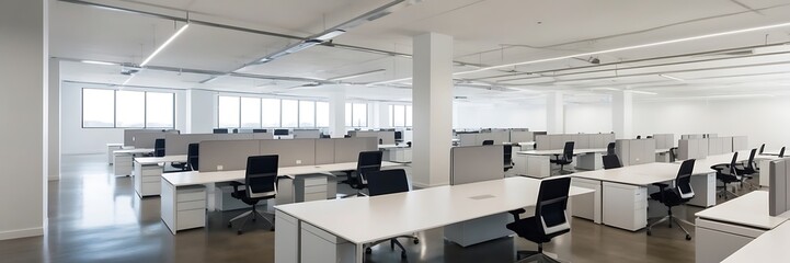 Modern Office Elegance: Long Corridor with Defocused Room Backgrounds, Creating Dynamic Visuals for Business Presentations, Wallpapers, and Backdrops in Corporate Spaces