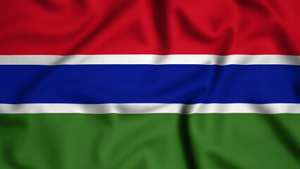 Gambia flag waving in the wind background illustration, silk