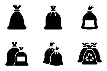 Trash bag outline icon collection or set. Trash bag Thin vector line art, vector illustration on white background