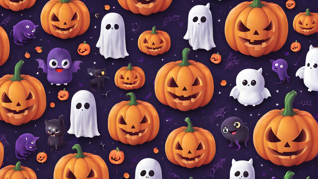 Cute Halloween background, unique Halloween wallpaper, Halloween day concept illustration, ai generated