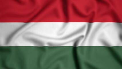 Hungary flag waving in the wind background illustration, silk