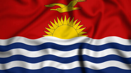 Kiribati flag waving in the wind background illustration, silk