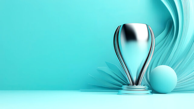 Minimalist award trophy with sleek metallic finish, illuminated