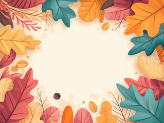 Fototapeta premium Autumn leaves frame with copy space, perfect for fall themes.