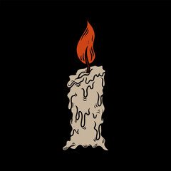 Illustration of halloween candle. Design element for poster, card, banner, emblem, sign. Vector illustration