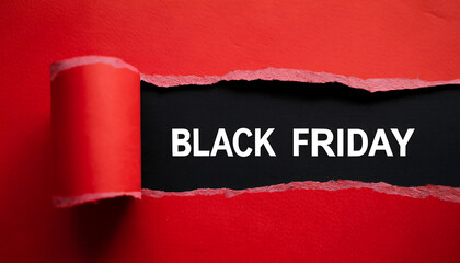 Black torn paper with Black Friday text on red background, ideal for sale compositions._1(149)