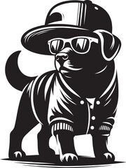 Cool Dog Silhouette isolated on a white background Minimalist dog vector shape