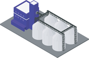 Silo Transports Raw Materials for Processing into Chicken Feed on Isometric Vector  © Syaiful