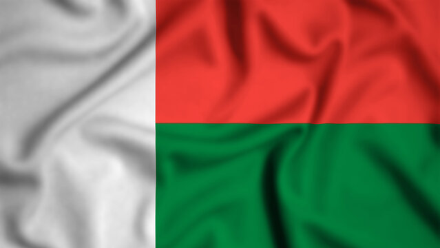 Madagascar flag waving in the wind background illustration, silk