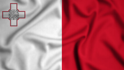Malta flag waving in the wind background illustration, silk