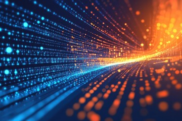 Futuristic digital connectivity: blue and orange neon high-speed technology concept