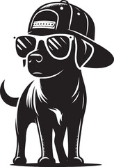 Cool Dog Silhouette isolated on a white background Minimalist dog vector shape