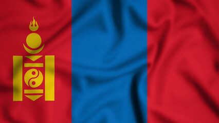 Naklejka premium Mongolia flag waving in the wind background illustration, silk