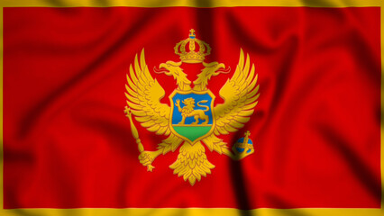 Montenegro flag waving in the wind background illustration, silk