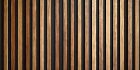 Obraz premium Modern Vertical Wooden Slats: Minimalist Wall Design with Brown and Black Tones