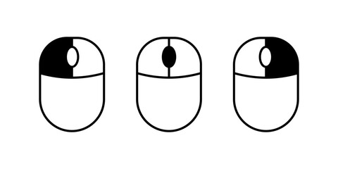 Mouse buttons set icons. Linear and silhouette style. Vector icons.
