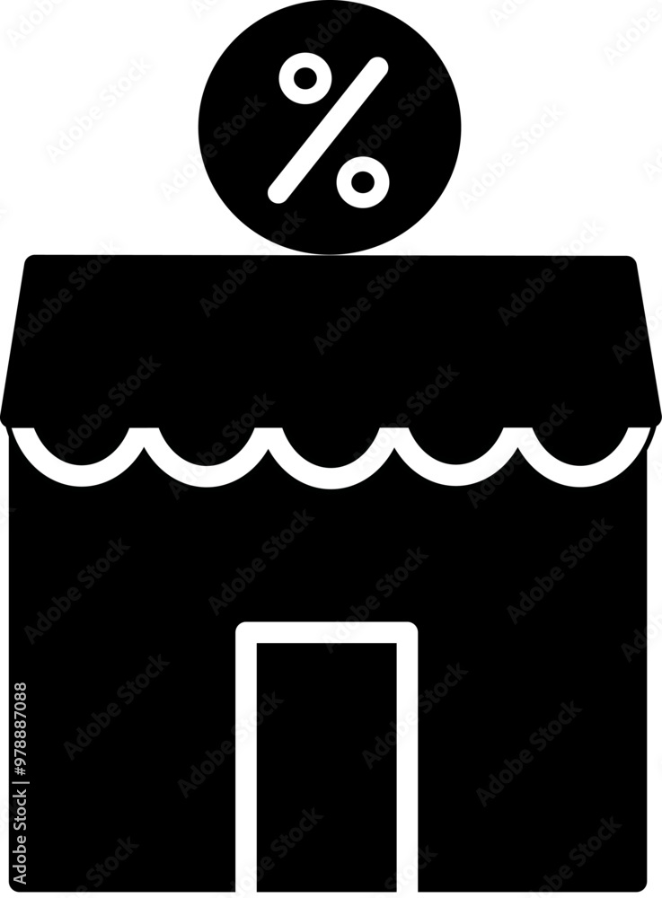 Poster Discount store icon. Shop with percentage sign. Replaceable vector design.