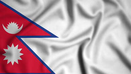 Nepal flag waving in the wind background illustration, silk