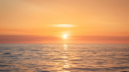 A Stunning Sunset Over the Ocean, with Golden Hues Reflecting on the Water, Creating a Serene and Tranquil Atmosphere