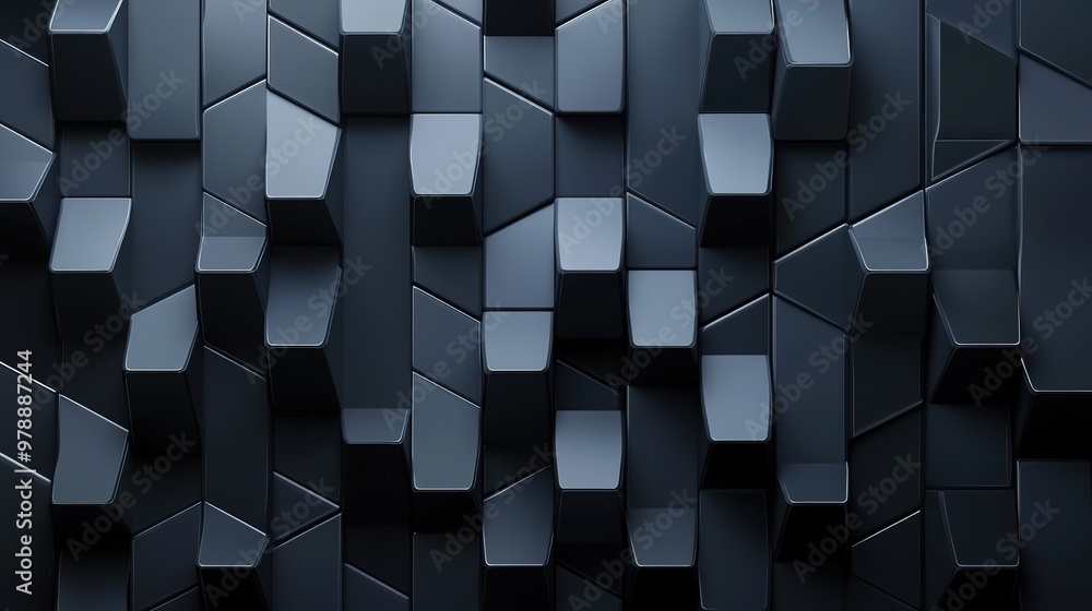 Poster a sleek geometric pattern with stylized polygons creating a dynamic background