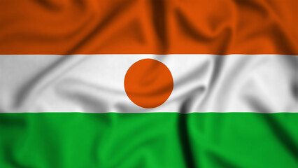 Niger flag waving in the wind background illustration, silk