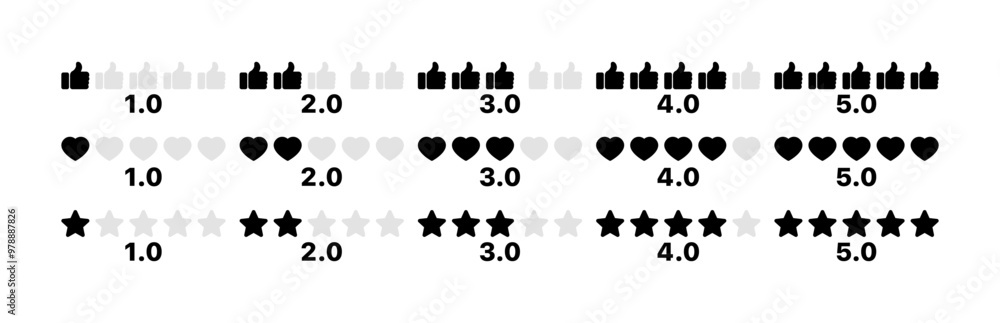 Poster rating set icons. flat and silhouette style. vector icons.