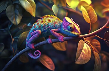 Obraz premium chameleon on a tree branch