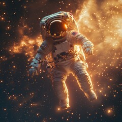Fototapeta premium Astronaut in Space with Stars and Nebula