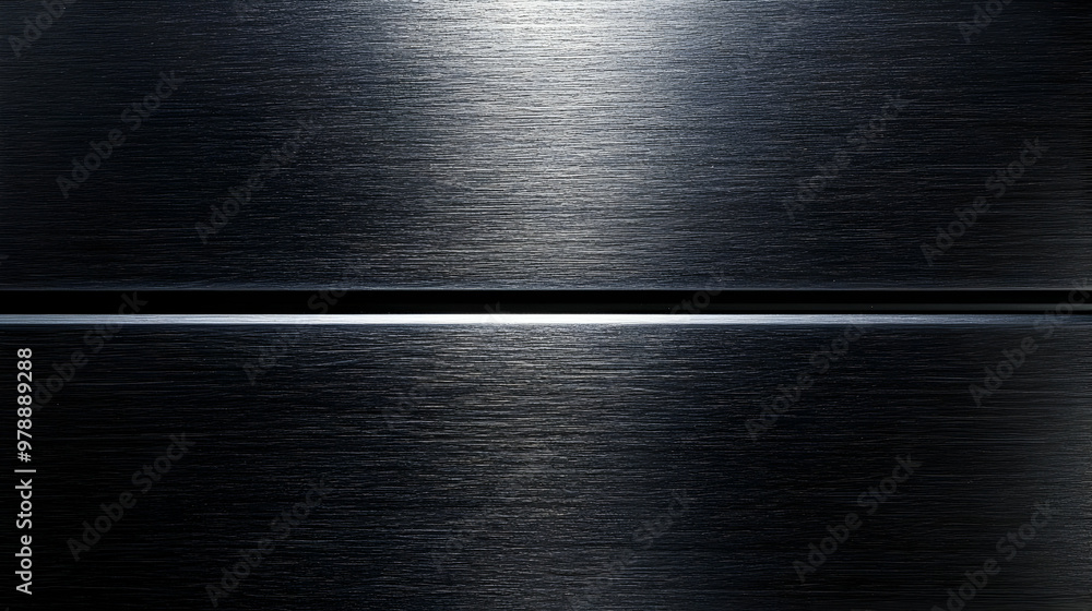 Poster dark brushed metal texture with horizontal line and light reflection