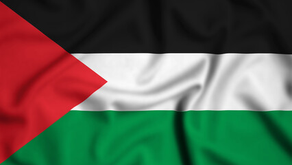 Palestine flag waving in the wind background illustration, silk