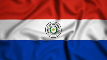 Paraguay flag waving in the wind background illustration, silk