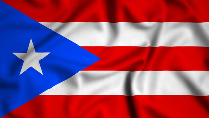 Puerto Rico flag waving in the wind background illustration, silk