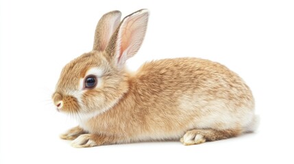 Obraz premium Adorable Brown Bunny Rabbit Posing Against a White Background