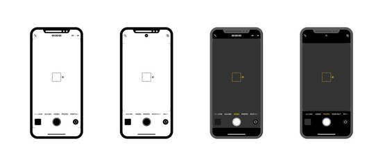 Phone camera set icons. Flat style. Vector icons.