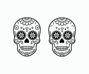 Skull EPS vector art silhouette illustration template on a white background