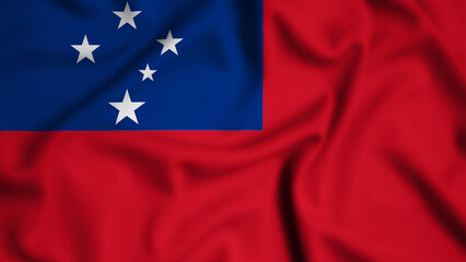 Samoa flag waving in the wind background illustration, silk