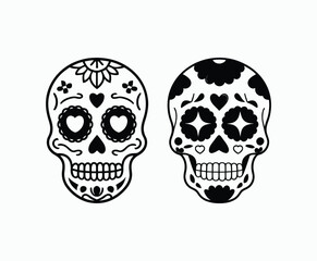 Skull EPS vector art silhouette illustration template on a white background