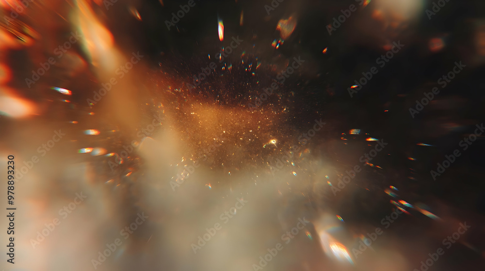 Poster abstract glittering background with lens flare and rainbow lights for design projects