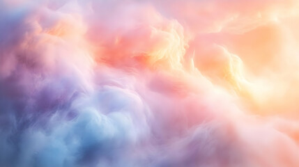 Abstract Dreamy Cloudscape with Soft Hues of Pink, Blue, and Yellow,  Creating a Surreal and Ethereal Atmosphere