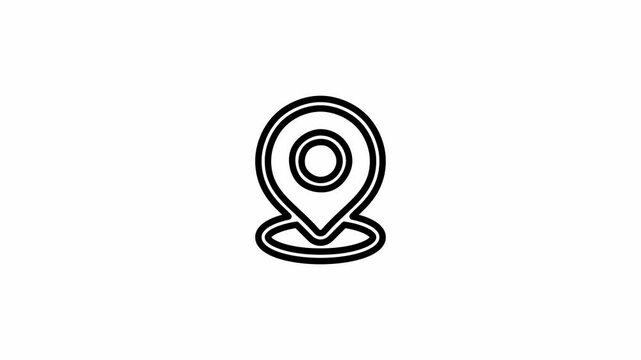 Animation of a location pin icon on a white background. 4K video. Looped animation.