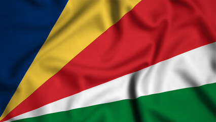 Seychelles flag waving in the wind background illustration, silk