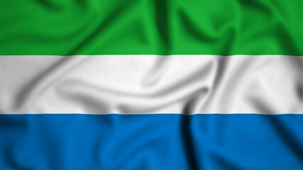 Sierra Leone flag waving in the wind background illustration, silk