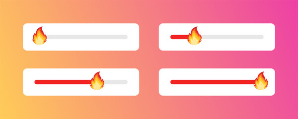 Fire emoji set icons. Mater fire level icons. Flat style. Vector icons. © Влада Яковенко