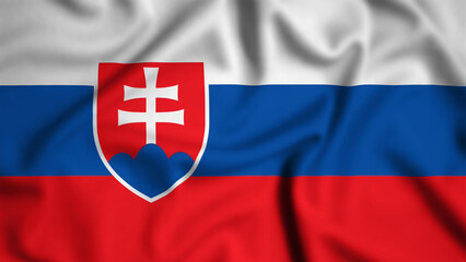 Slovakia flag waving in the wind background illustration, silk