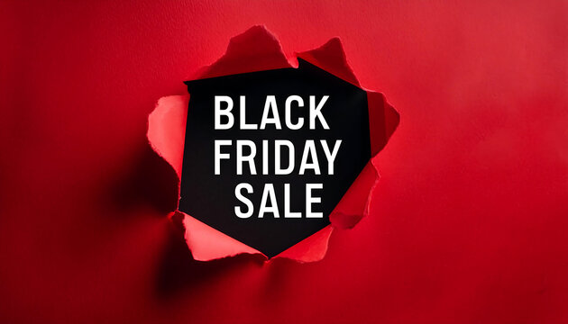  Hole in red paper with Black Friday sale text, offering copy space for sale announcemen_1(382)
