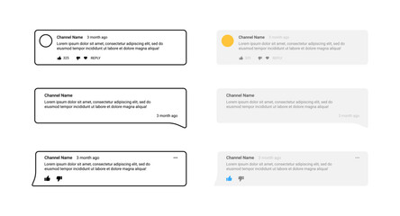Messenger comment set icons. linear and silhouette style. Vector icons.