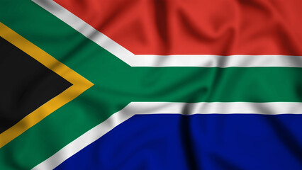 South Africa flag waving in the wind background illustration, silk