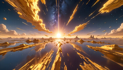 sunset over the river